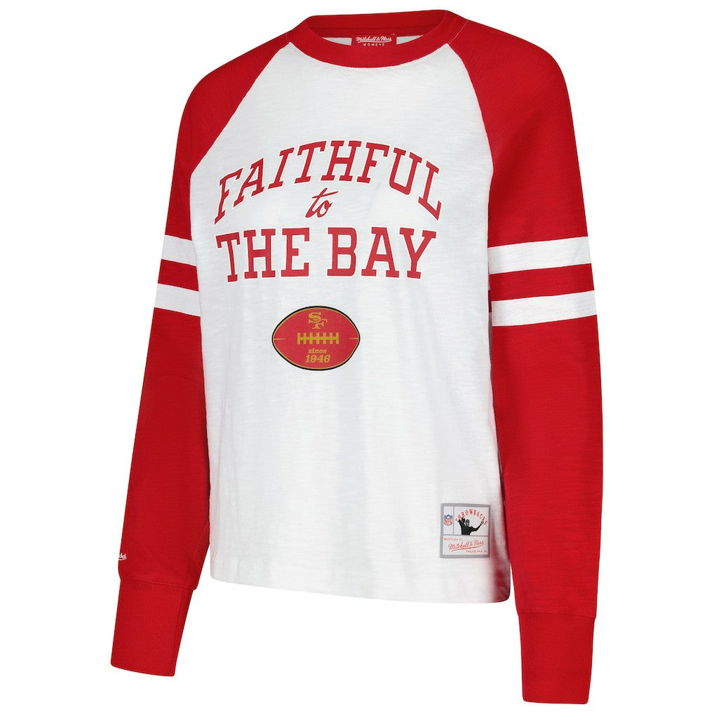 San Francisco 49ers Women's Slub Long Sleeve T-Shirt White/Scarlet