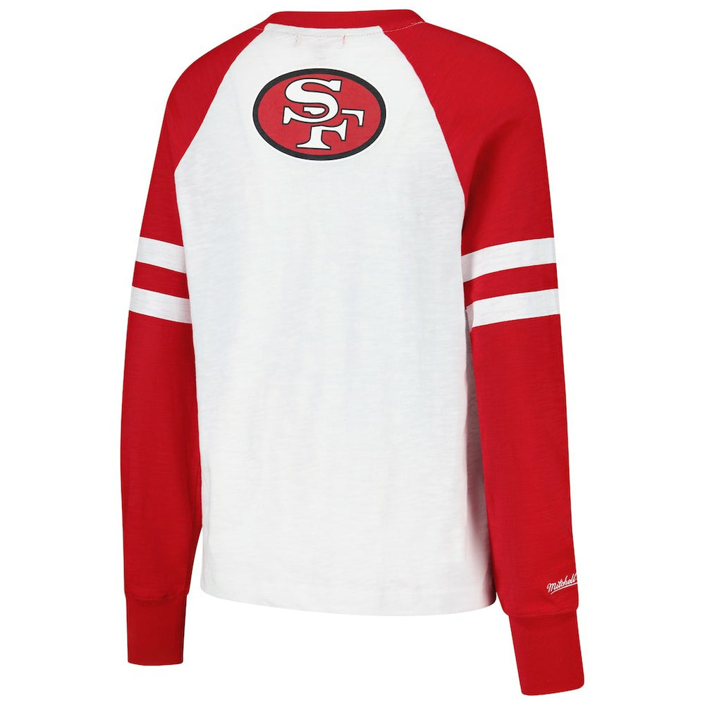 San Francisco 49ers Women's Slub Long Sleeve T-Shirt White/Scarlet