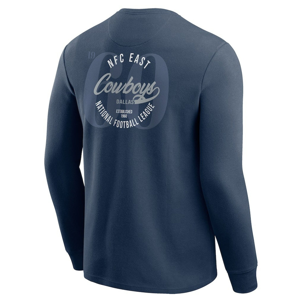 Dallas Cowboys Darius Rucker Collection Washed Waffle-Knit Long Sleeve T-Shirt Navy