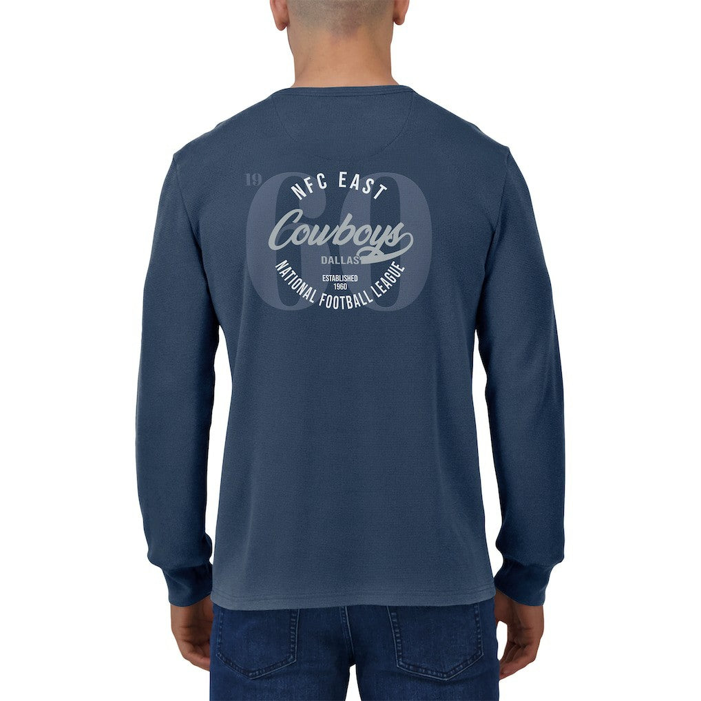 Dallas Cowboys Darius Rucker Collection Washed Waffle-Knit Long Sleeve T-Shirt Navy