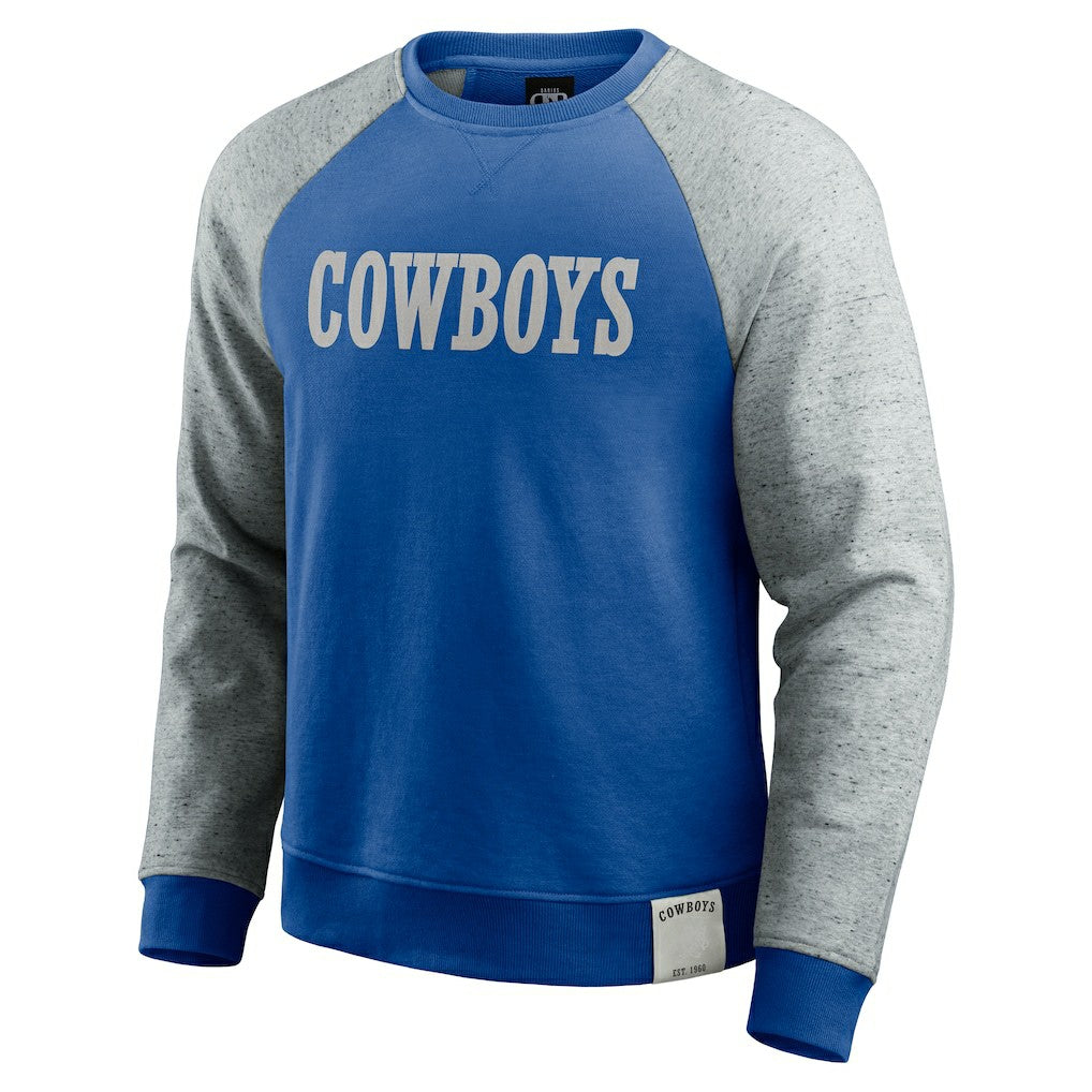 Dallas Cowboys Darius Rucker Collection Throwback Color Block Raglan Pullover Sweatshirt Blue/Gray