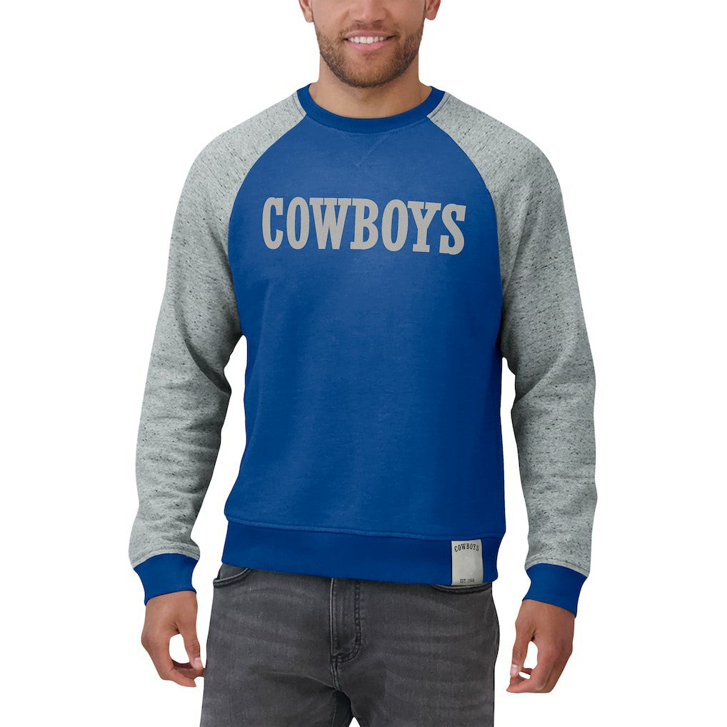 Dallas Cowboys Darius Rucker Collection Throwback Color Block Raglan Pullover Sweatshirt Blue/Gray