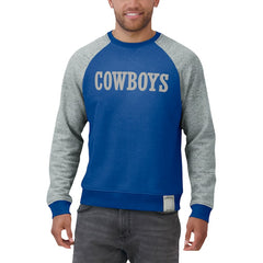 Dallas Cowboys Darius Rucker Collection Throwback Color Block Raglan Pullover Sweatshirt Blue/Gray