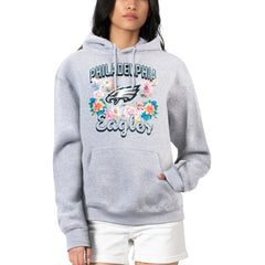 Philadelphia Eagles G-III 4Her by Carl Banks Women's Flowers Team Logo Graphic Fleece Pullover Hoodie Heather Gray