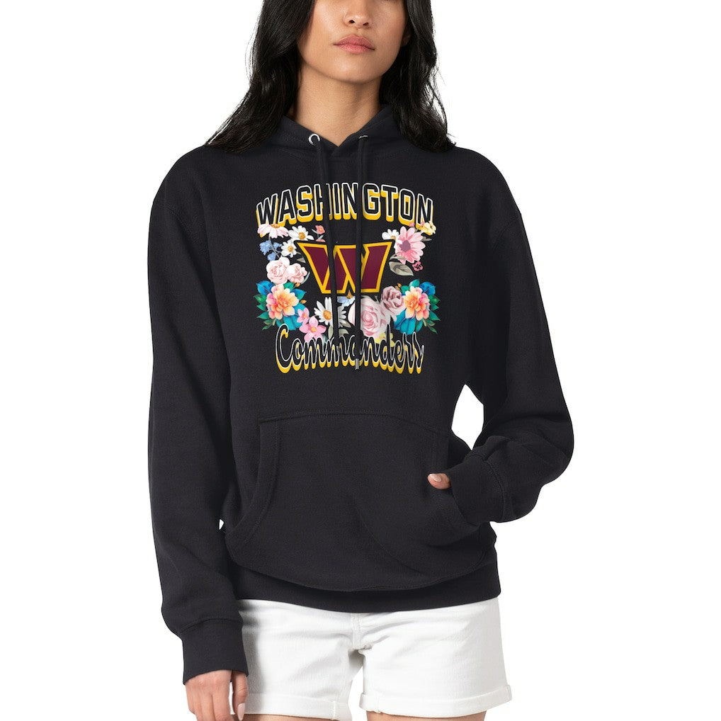 Washington Commanders G-III 4Her by Carl Banks Women's Flowers Team Logo Graphic Fleece Pullover Hoodie Black
