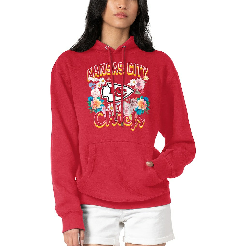 Kansas City Chiefs G-III 4Her by Carl Banks Women's Flowers Team Logo Graphic Fleece Pullover Hoodie Red