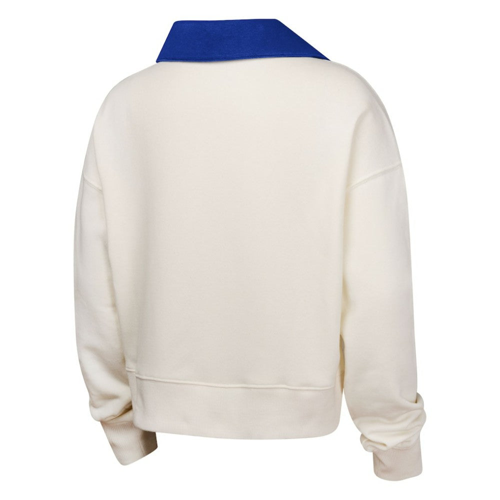 Chicago Cubs Girls Youth Ballpark Hit Collared V-Neck Pullover Sweatshirt - White Pullover