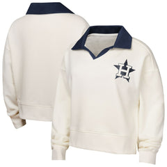 Houston Astros Girls Youth Ballpark Hit Collared V-Neck Pullover Sweatshirt - White Pullover