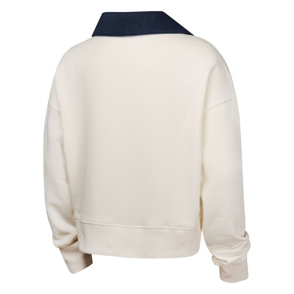 Boston Red Sox Girls Youth Ballpark Hit Collared V-Neck Pullover Sweatshirt - White Pullover