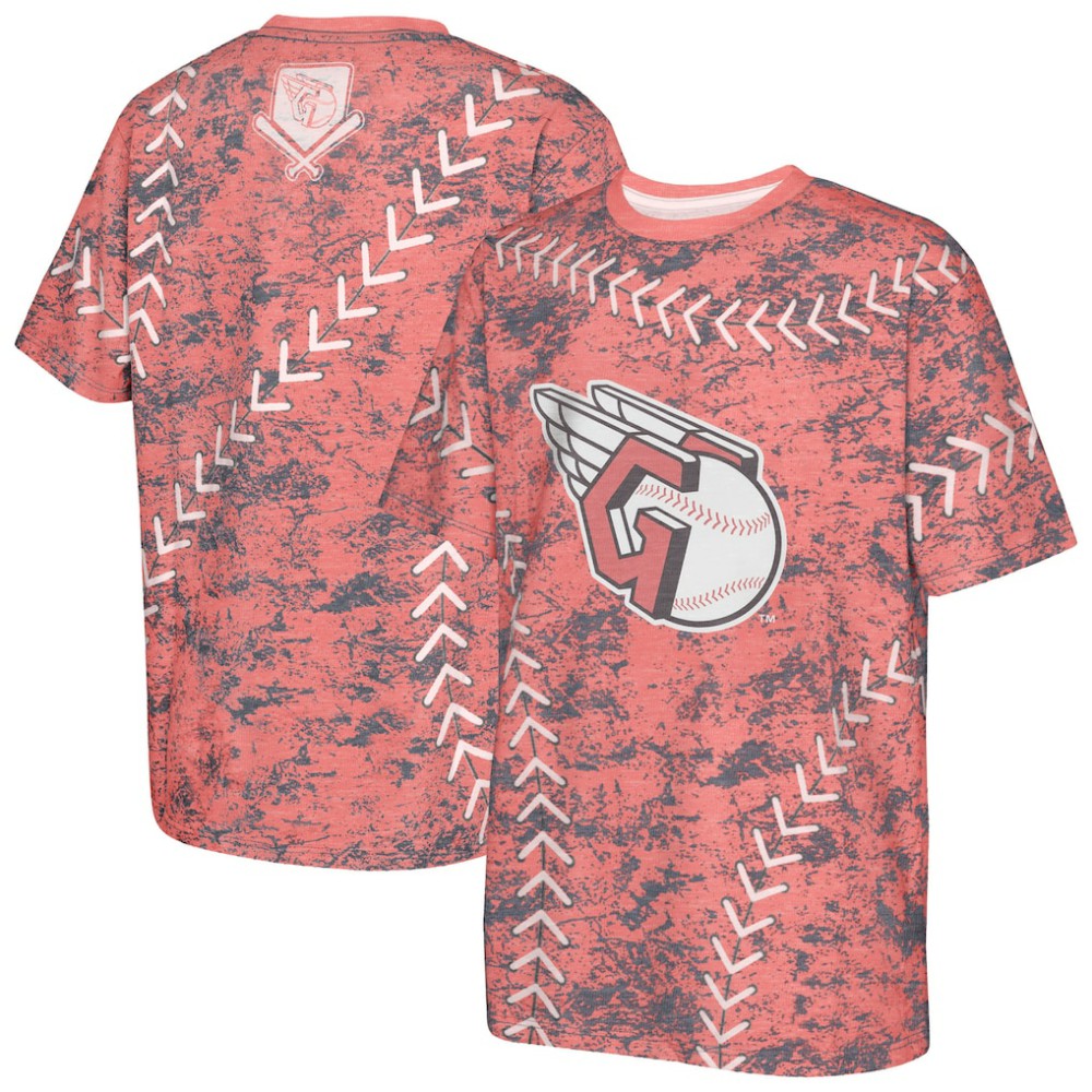 Cleveland Guardians Youth Slide Score Bold T-Shirt - Red T-shirts