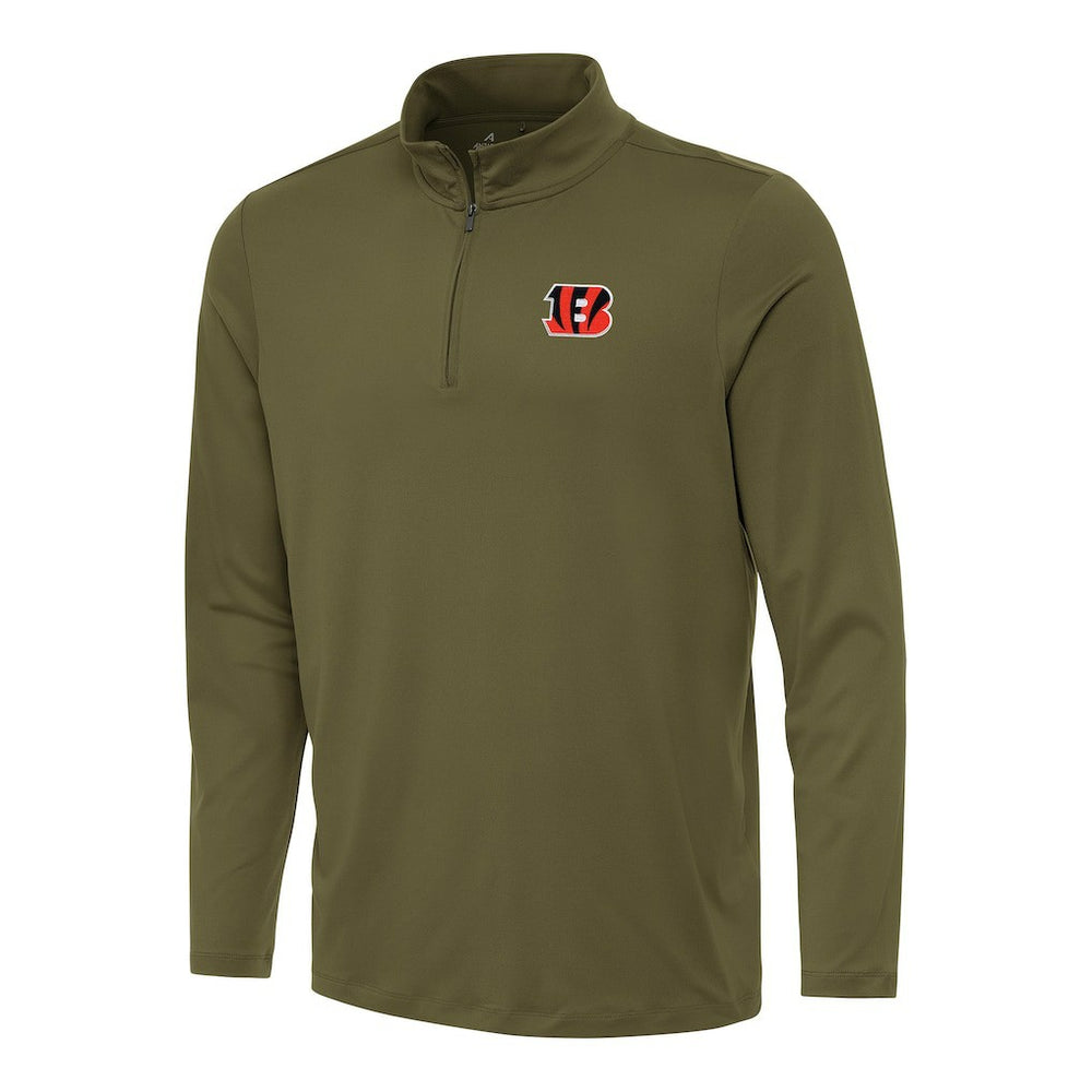 Cincinnati Bengals Antigua Reprocess Quarter-Zip Top Olive