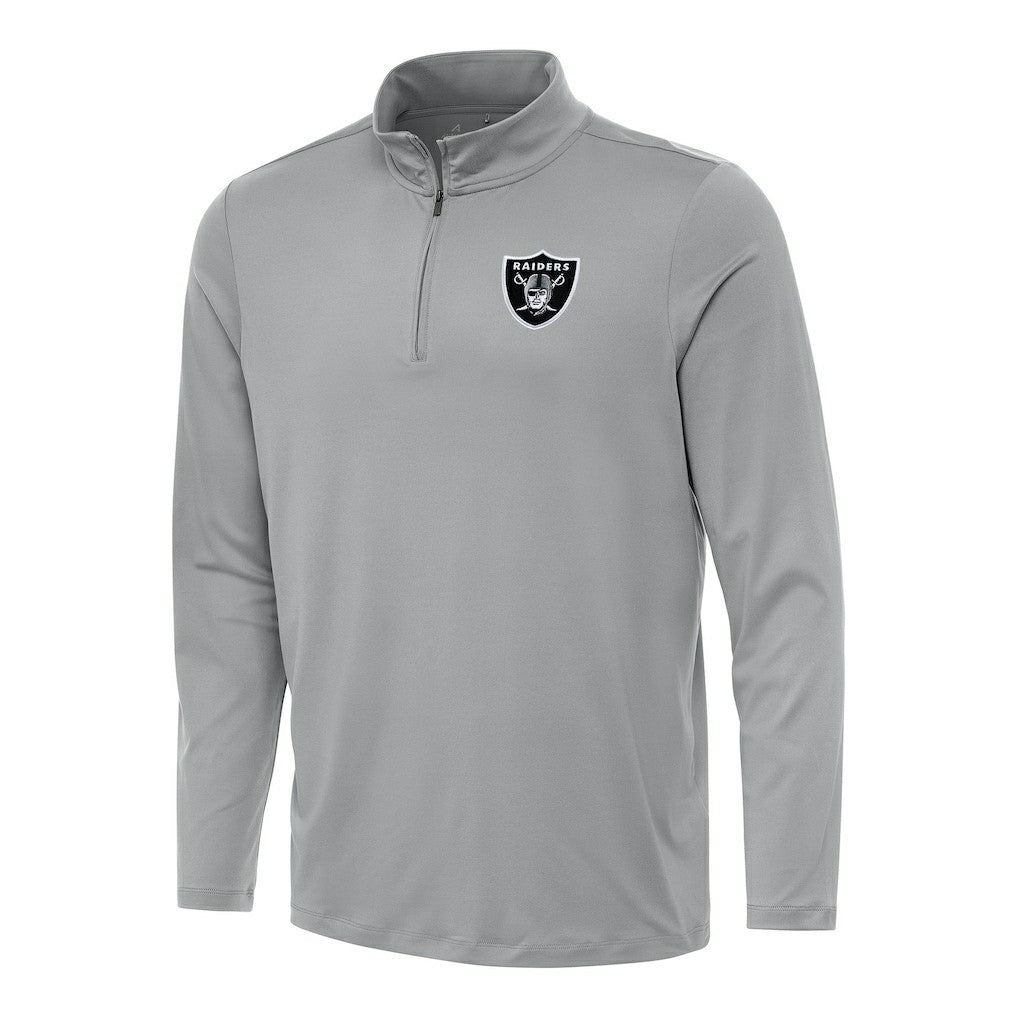 Las Vegas Raiders Antigua Reprocess Quarter-Zip Top Gray