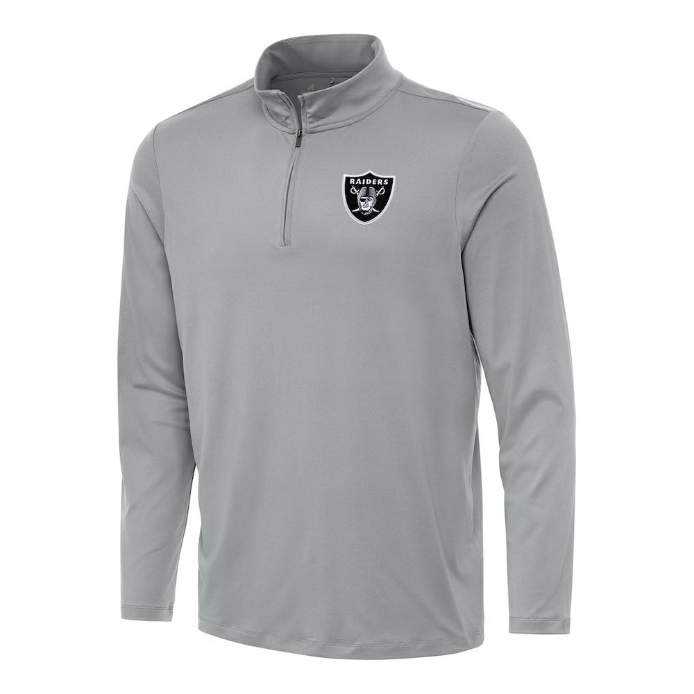 Las Vegas Raiders Antigua Reprocess Quarter-Zip Top Gray
