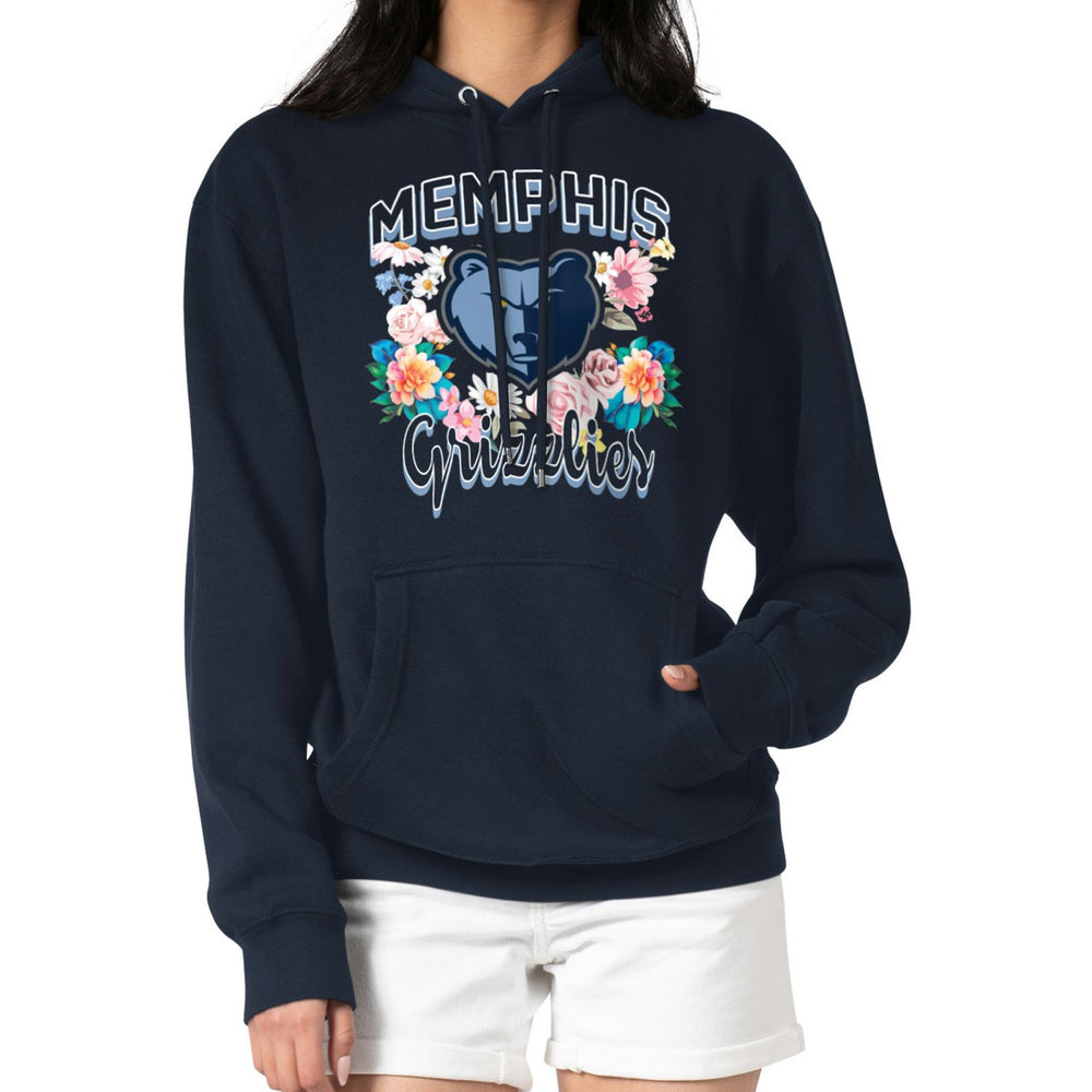 Memphis Grizzlies G-III 4Her by Carl Banks Women's Flowers Team Logo Graphic Fleece Pullover Hoodie Navy