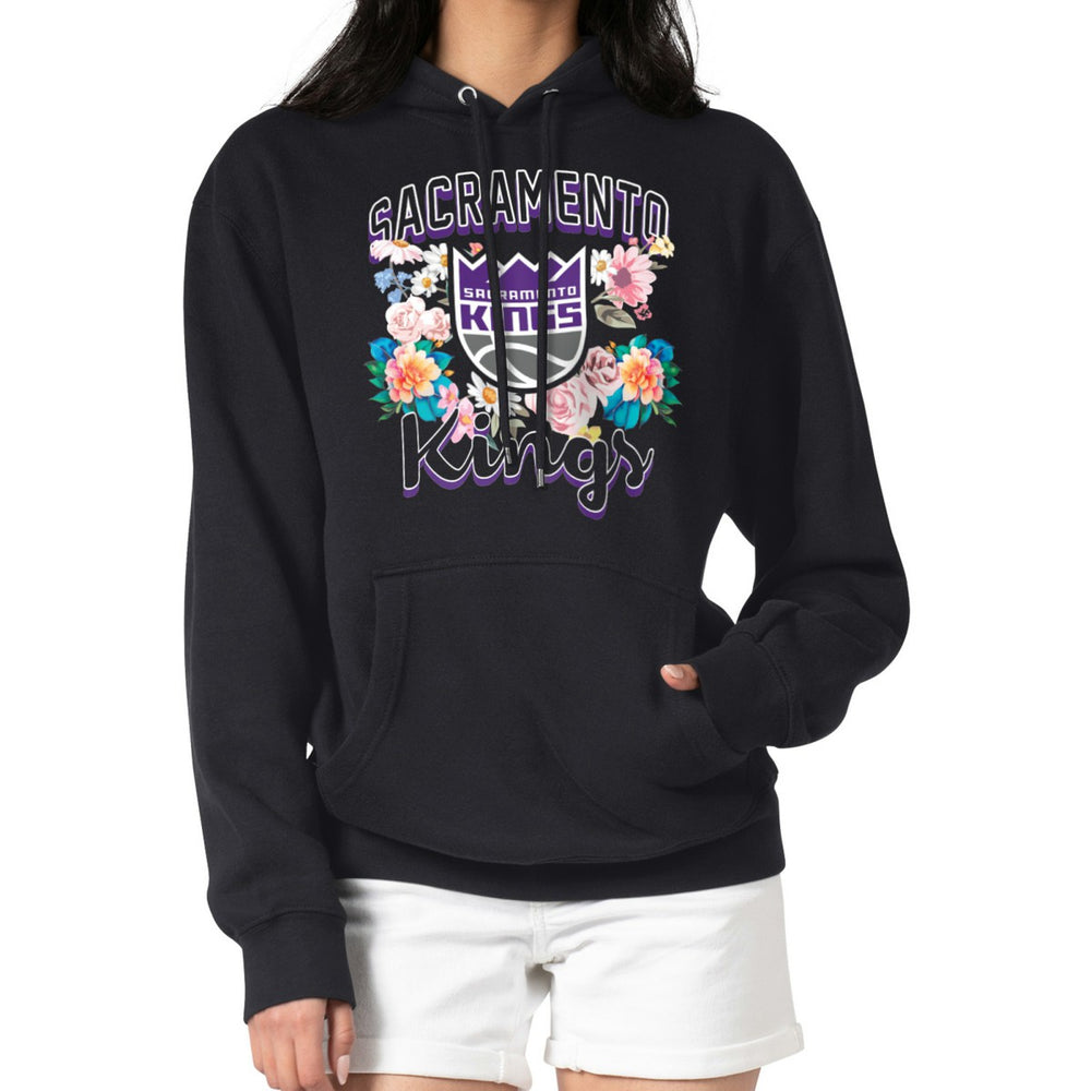 Sacramento Kings G-III 4Her by Carl Banks Women's Flowers Team Logo Graphic Fleece Pullover Hoodie Black