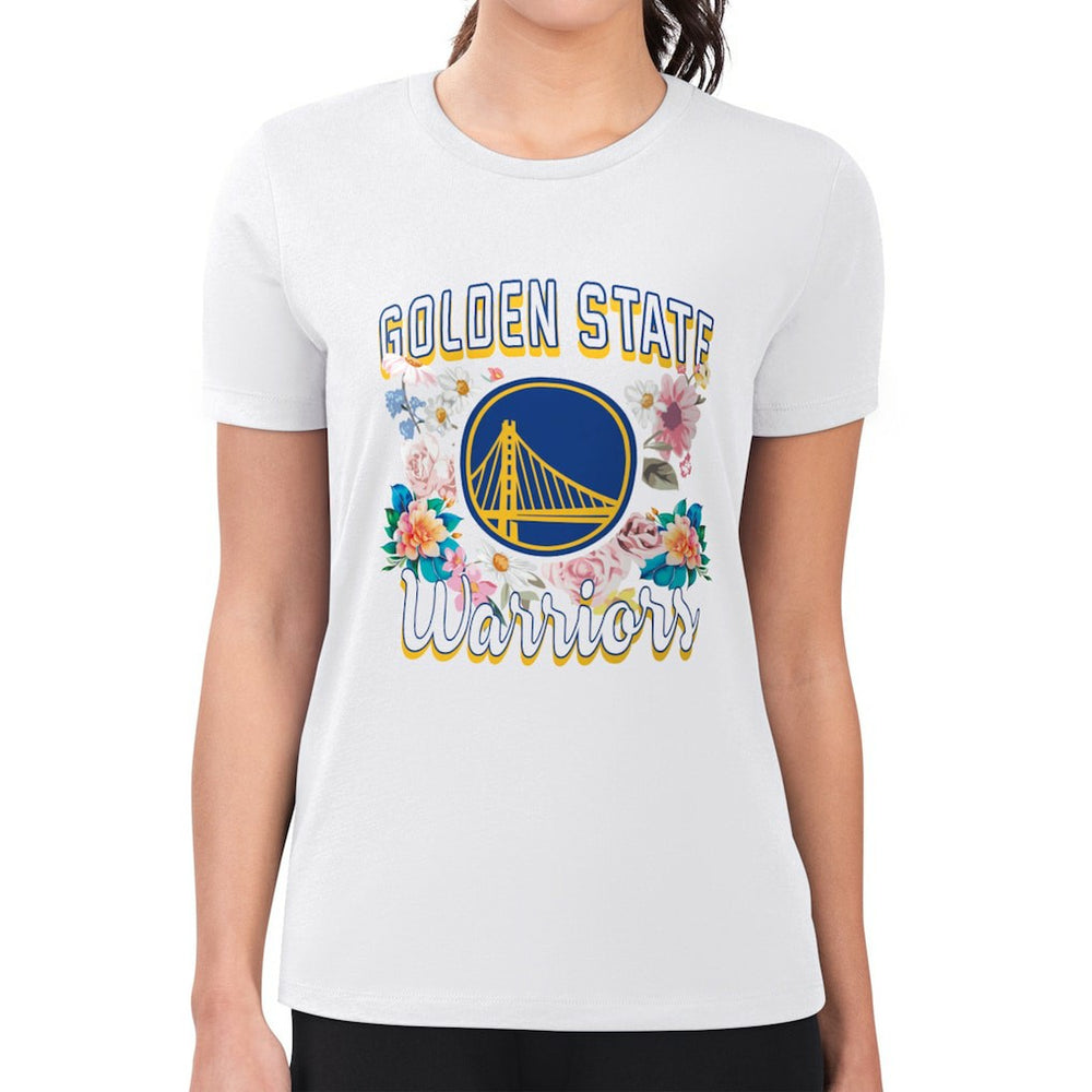 Golden State Warriors G-III 4Her by Carl Banks Women's Super-Slim Fit Lightweight Flowers Team Logo Graphic T-Shirt White