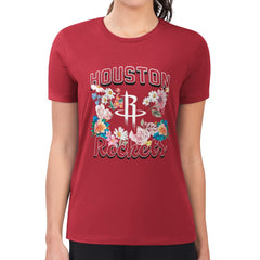 Houston Rockets G-III 4Her by Carl Banks Women's Super-Slim Fit Lightweight Flowers Team Logo Graphic T-Shirt Red
