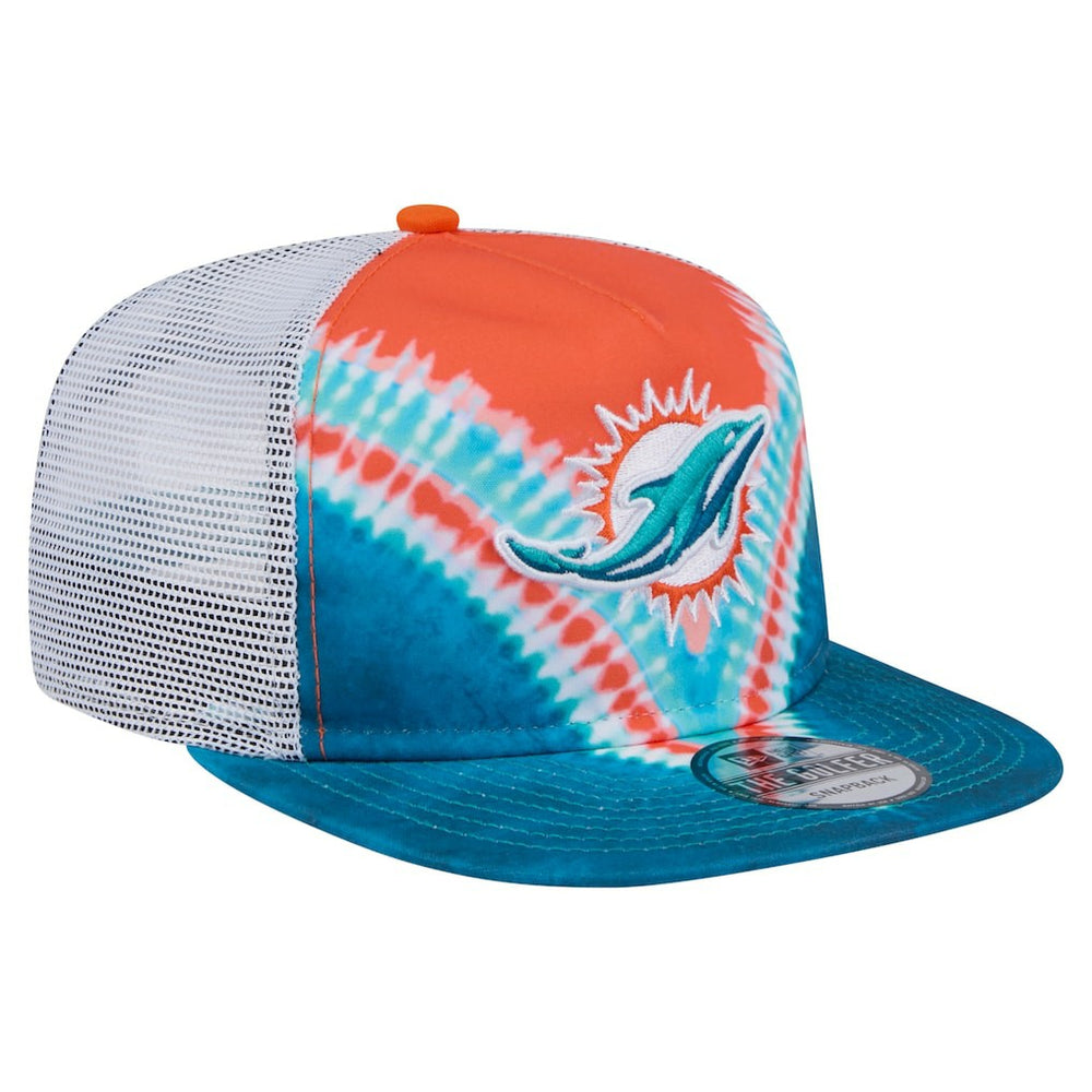 Miami Dolphins New Era Throwback Dye Golfer Snapback Hat Orange/Aqua