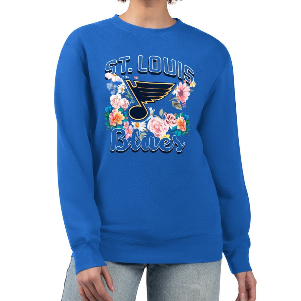 NHL St. Louis Blues G-III 4Her by Carl Banks Women's Flower Logo Pullover Sweatshirt - Blue