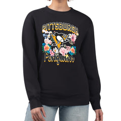 NHL Pittsburgh Penguins G-III 4Her by Carl Banks Women's Flower Logo Pullover Sweatshirt - Black