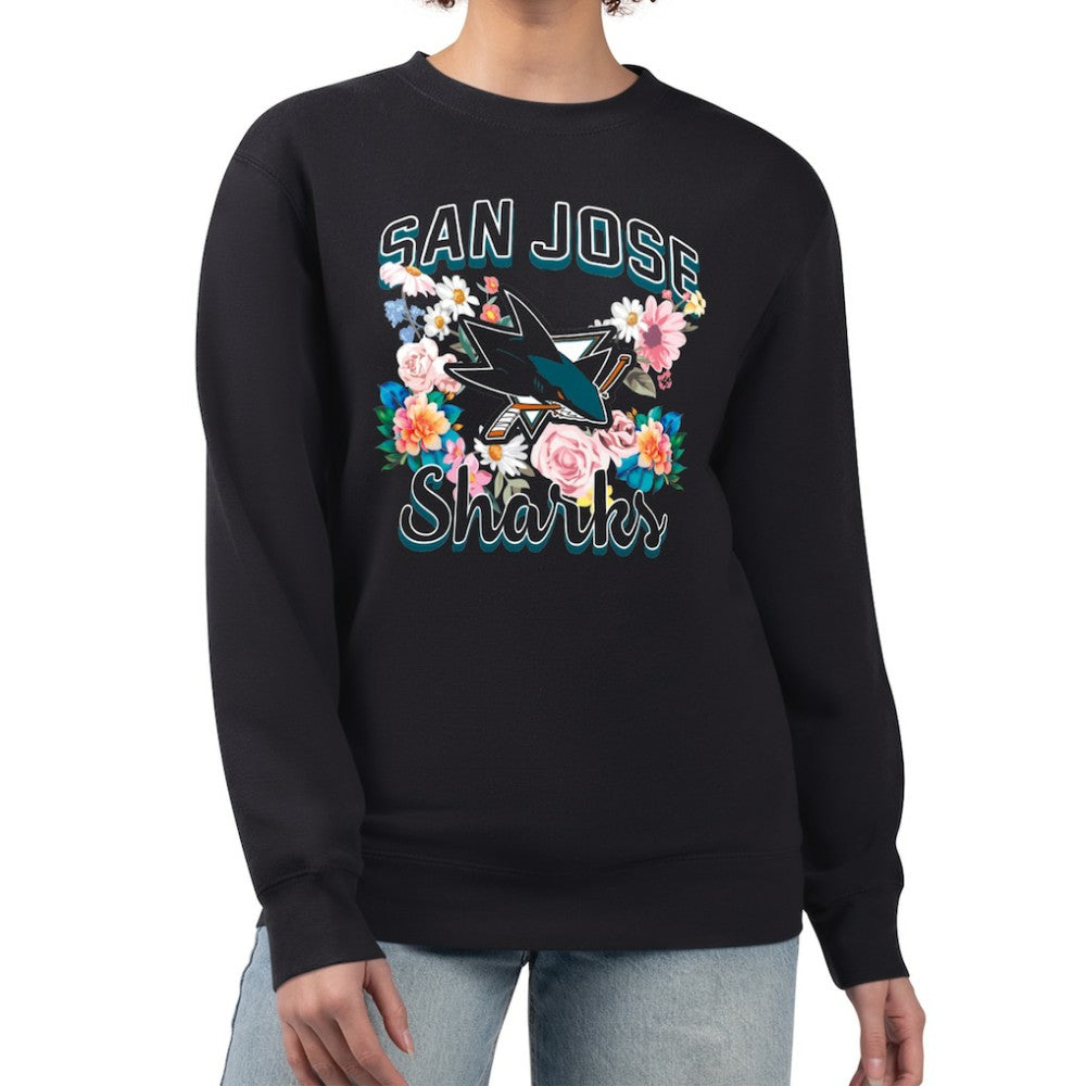 NHL San Jose Sharks G-III 4Her by Carl Banks Women's Flower Logo Pullover Sweatshirt - Black