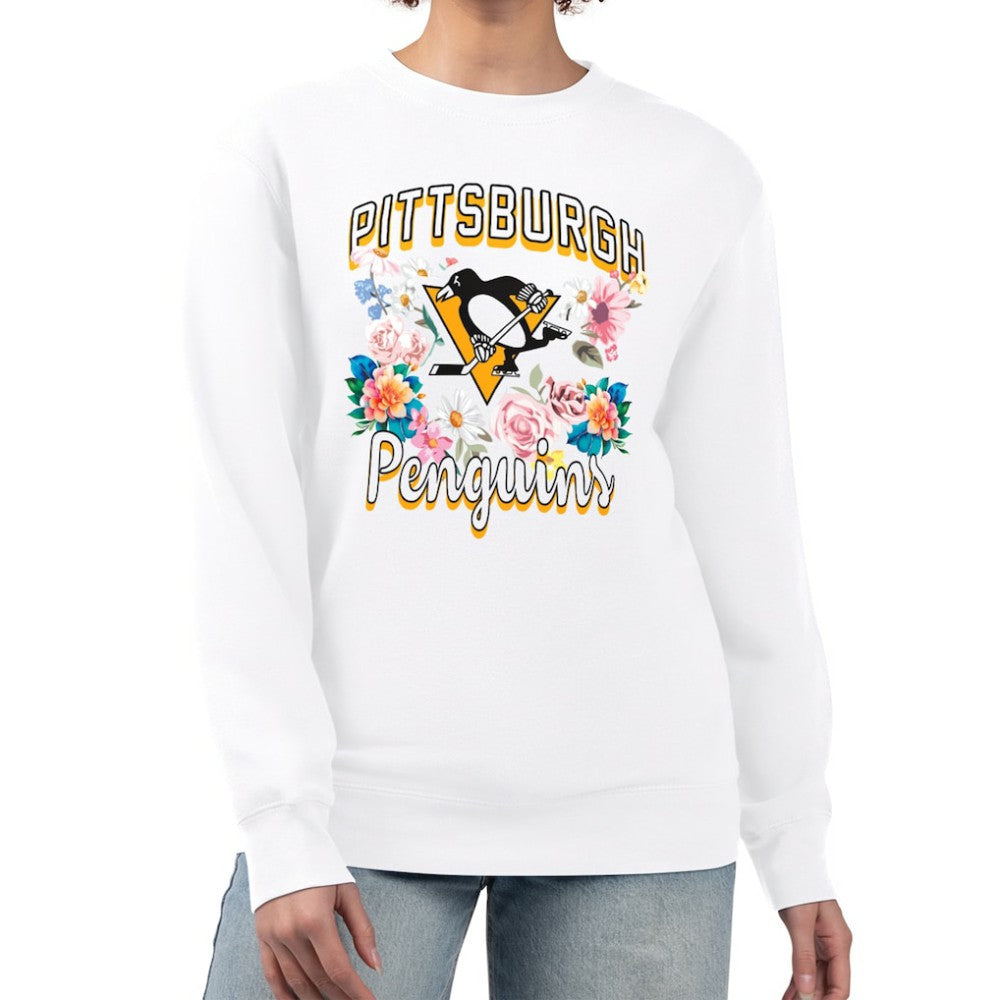 NHL Pittsburgh Penguins G-III 4Her by Carl Banks Women's Flower Logo Pullover Sweatshirt - White