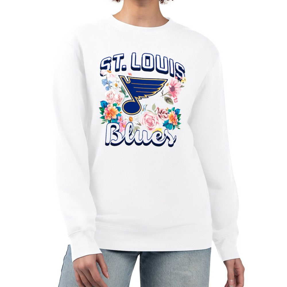 NHL St. Louis Blues G-III 4Her by Carl Banks Women's Flower Logo Pullover Sweatshirt - White