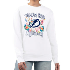 NHL Tampa Bay Lightning G-III 4Her by Carl Banks Women's Flower Logo Pullover Sweatshirt - White
