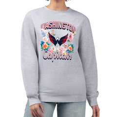 NHL Washington Capitals G-III 4Her by Carl Banks Women's Flower Logo Pullover Sweatshirt - Heather Gray