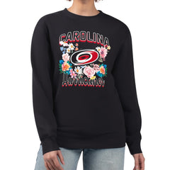 NHL Carolina Hurricanes G-III 4Her by Carl Banks Women's Flower Logo Pullover Sweatshirt - Black