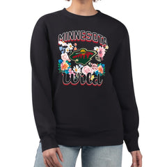 NHL Minnesota Wild G-III 4Her by Carl Banks Women's Flower Logo Pullover Sweatshirt - Black