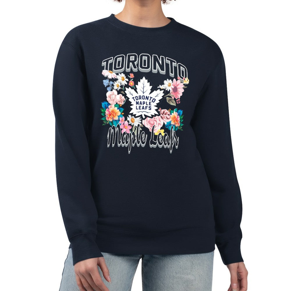 NHL Toronto Maple Leafs G-III 4Her by Carl Banks Women's Flower Logo Pullover Sweatshirt - Navy