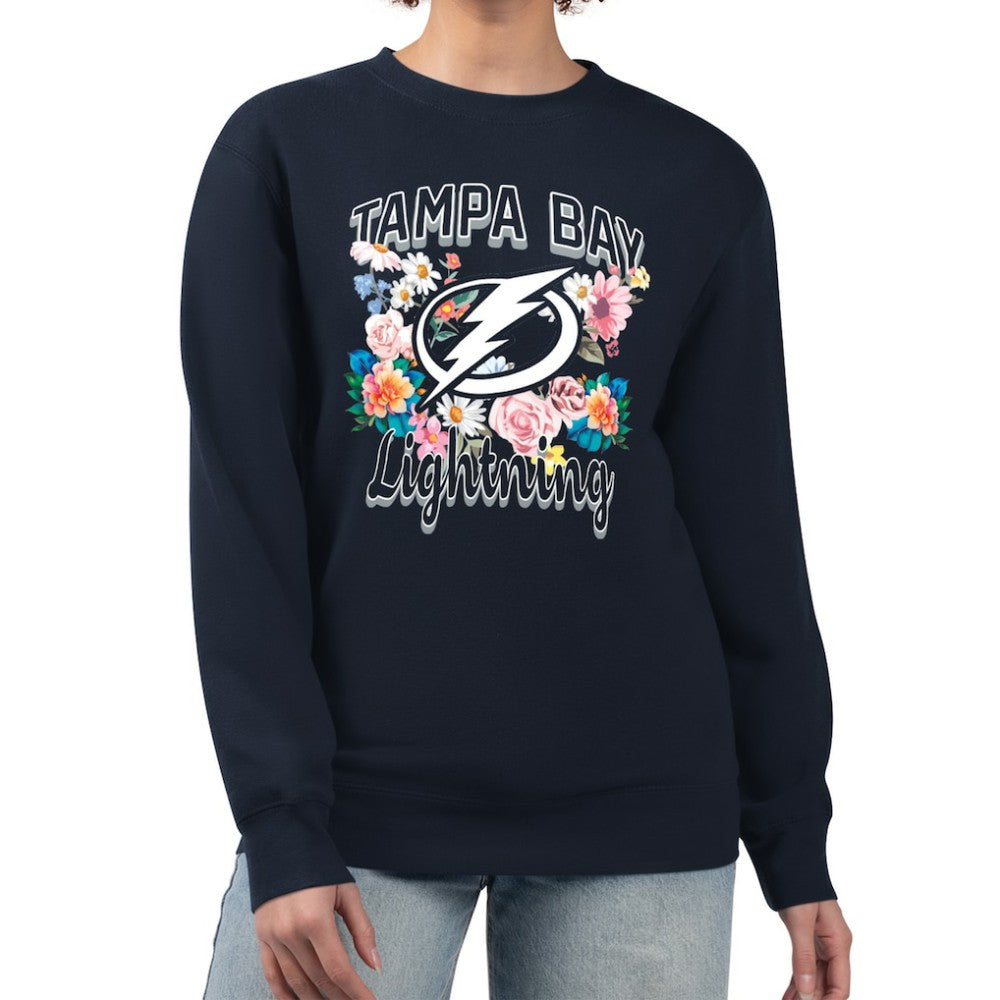 NHL Tampa Bay Lightning G-III 4Her by Carl Banks Women's Flower Logo Pullover Sweatshirt - Navy
