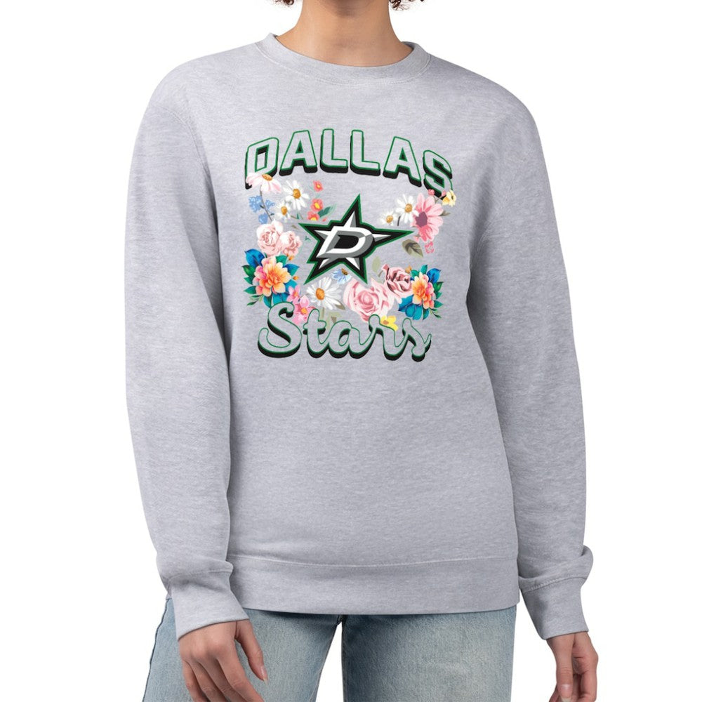 NHL Dallas Stars G-III 4Her by Carl Banks Women's Flower Logo Pullover Sweatshirt - Heather Gray
