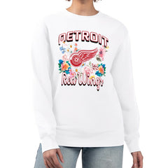 NHL Detroit Red Wings G-III 4Her by Carl Banks Women's Flower Logo Pullover Sweatshirt - White