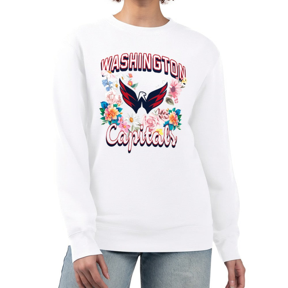 NHL Washington Capitals G-III 4Her by Carl Banks Women's Flower Logo Pullover Sweatshirt - White