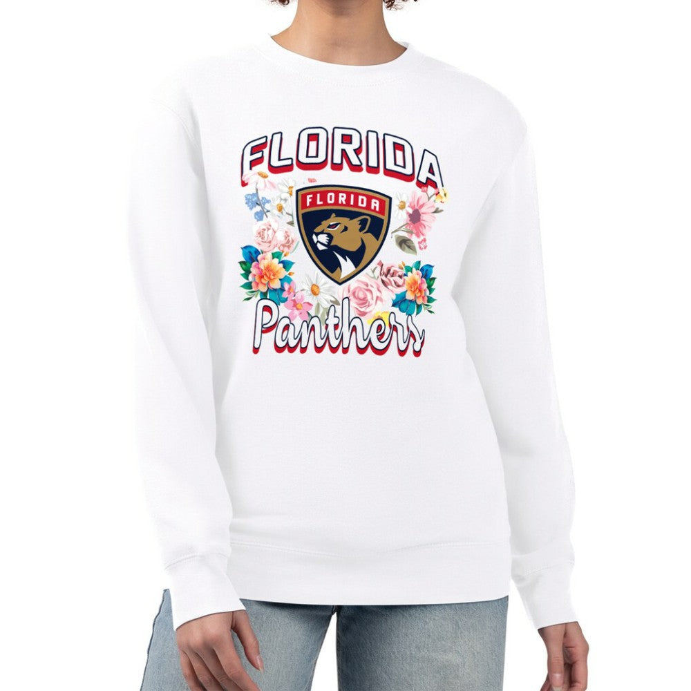 NHL Florida Panthers G-III 4Her by Carl Banks Women's Flower Logo Pullover Sweatshirt - White