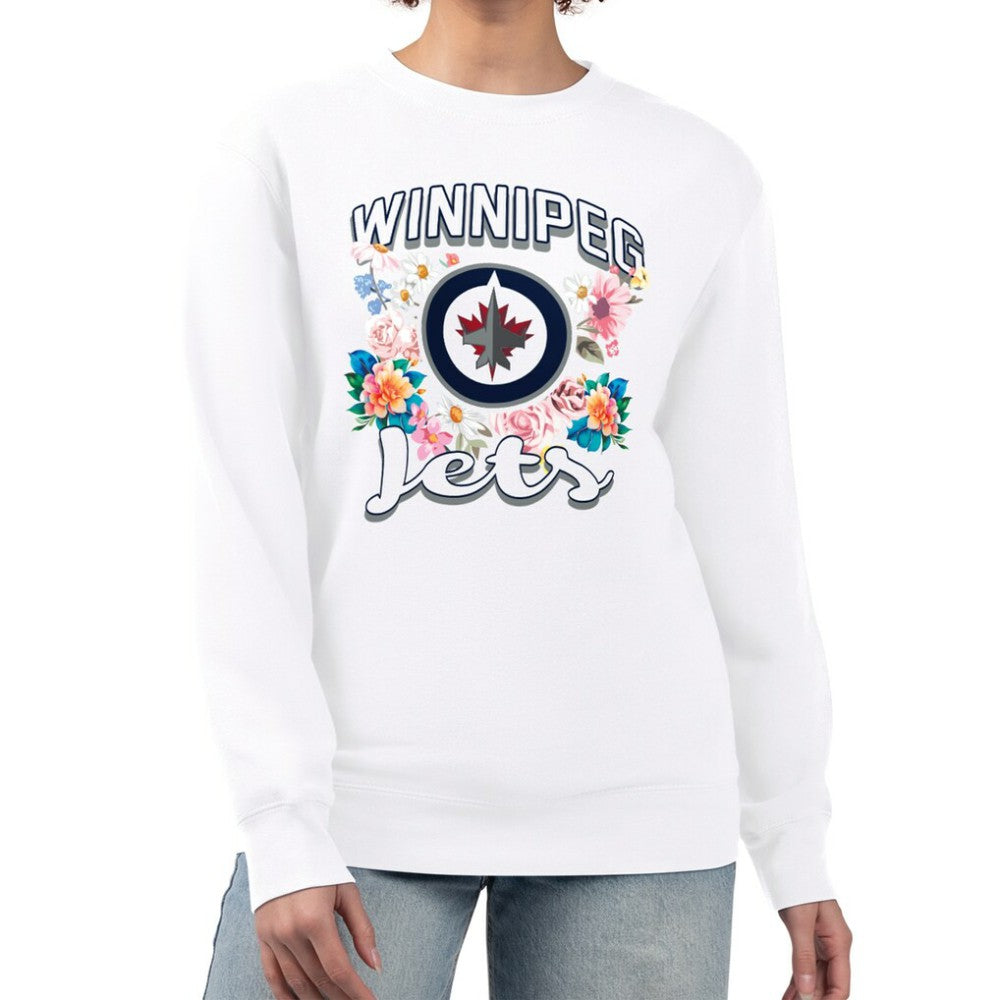 NHL Winnipeg Jets G-III 4Her by Carl Banks Women's Flower Logo Pullover Sweatshirt - White