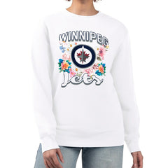 NHL Winnipeg Jets G-III 4Her by Carl Banks Women's Flower Logo Pullover Sweatshirt - White