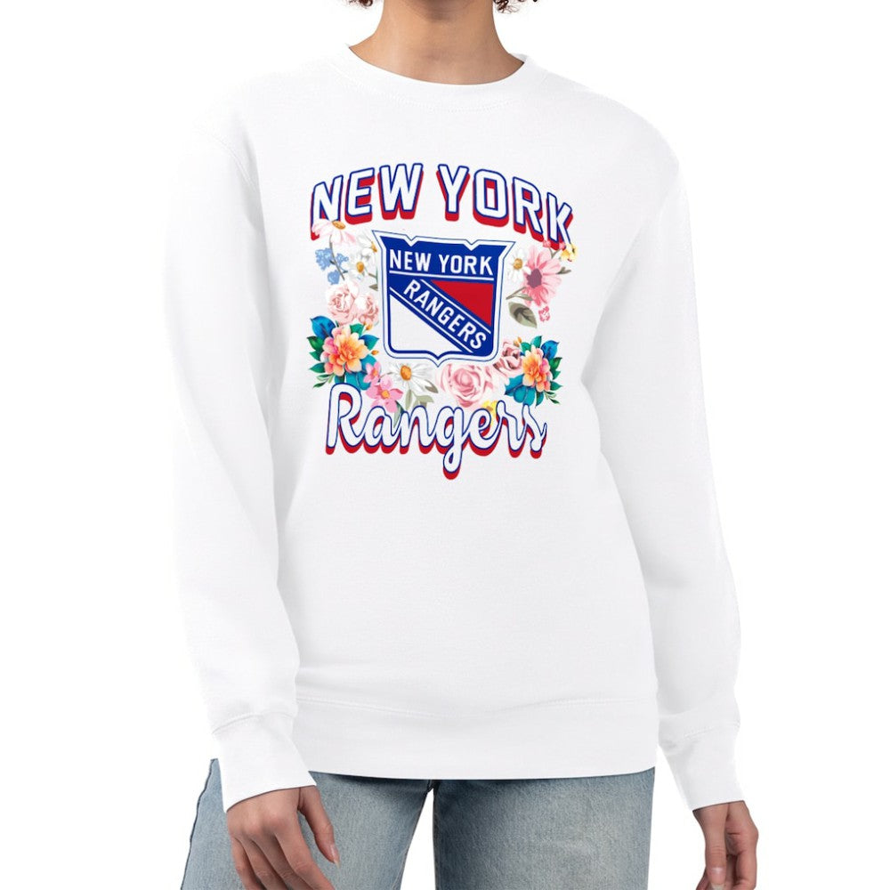NHL New York Rangers G-III 4Her by Carl Banks Women's Flower Logo Pullover Sweatshirt - White