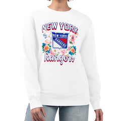 NHL New York Rangers G-III 4Her by Carl Banks Women's Flower Logo Pullover Sweatshirt - White