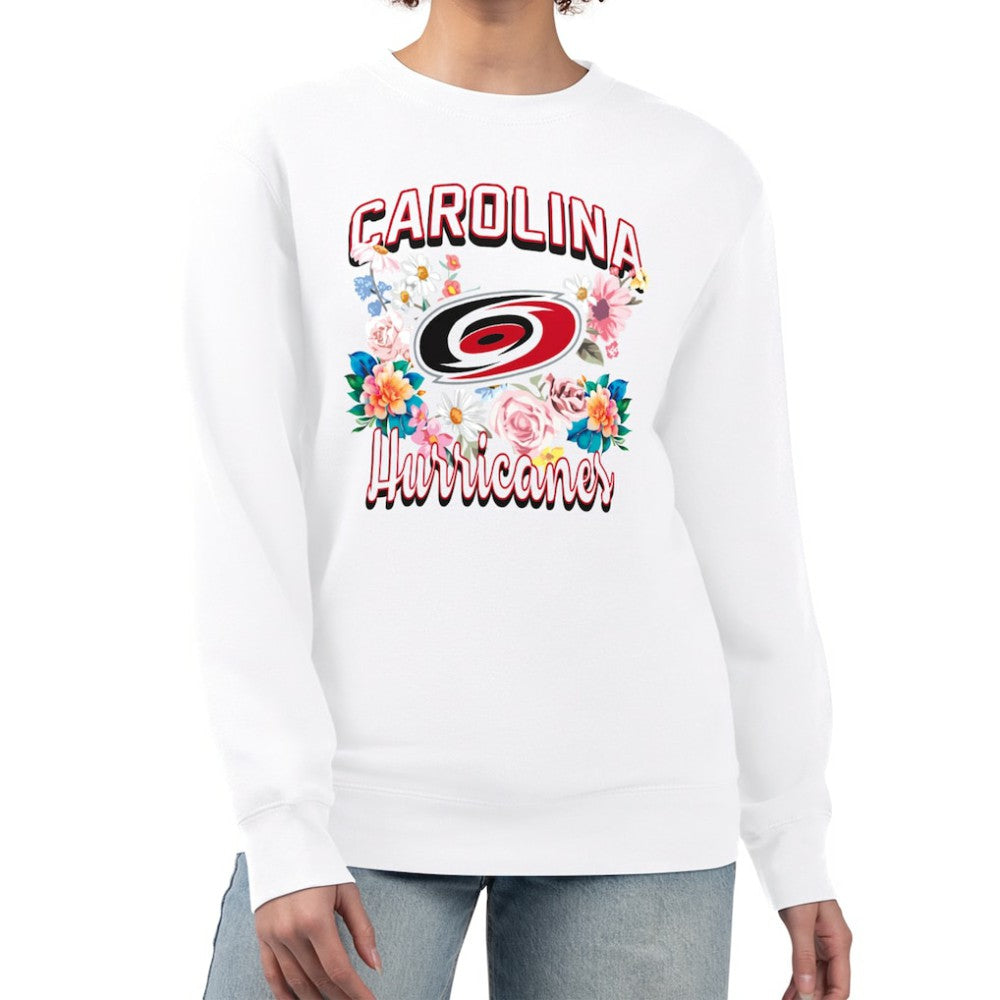 NHL Carolina Hurricanes G-III 4Her by Carl Banks Women's Flower Logo Pullover Sweatshirt - White