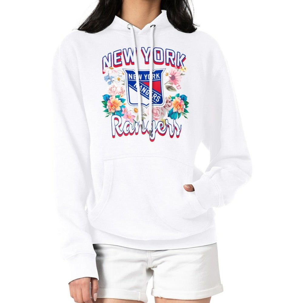 NHL New York Rangers G-III 4Her by Carl Banks Women's Flower Logo Pullover Hoodie - White