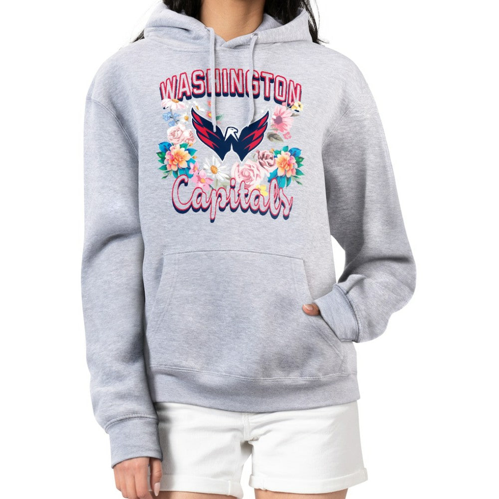 NHL Washington Capitals G-III 4Her by Carl Banks Women's Flower Logo Pullover Hoodie - Heather Gray