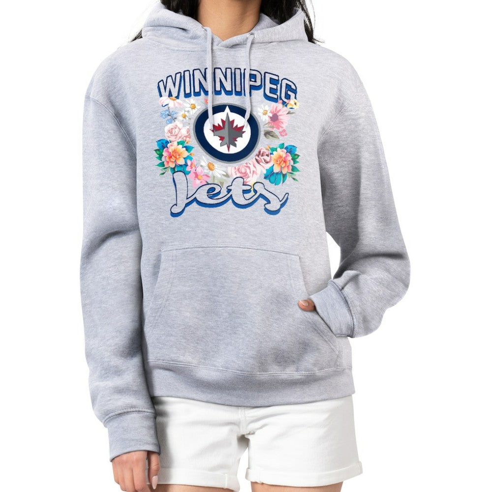NHL Winnipeg Jets G-III 4Her by Carl Banks Women's Flower Logo Pullover Hoodie - Heather Gray