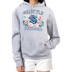 NHL Seattle Kraken G-III 4Her by Carl Banks Women's Flower Logo Pullover Hoodie - Heather Gray