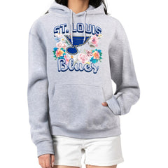 NHL St. Louis Blues G-III 4Her by Carl Banks Women's Flower Logo Pullover Hoodie - Heather Gray