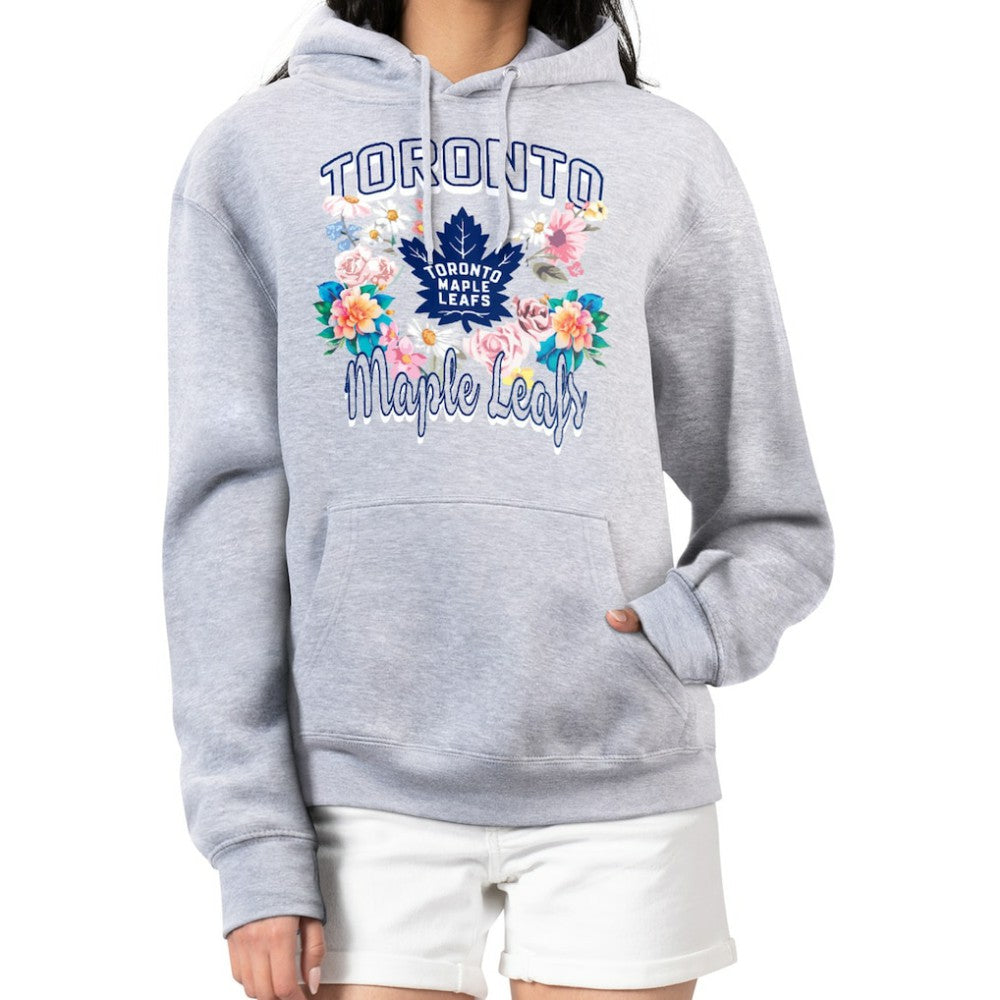 NHL Toronto Maple Leafs G-III 4Her by Carl Banks Women's Flower Logo Pullover Hoodie - Heather Gray