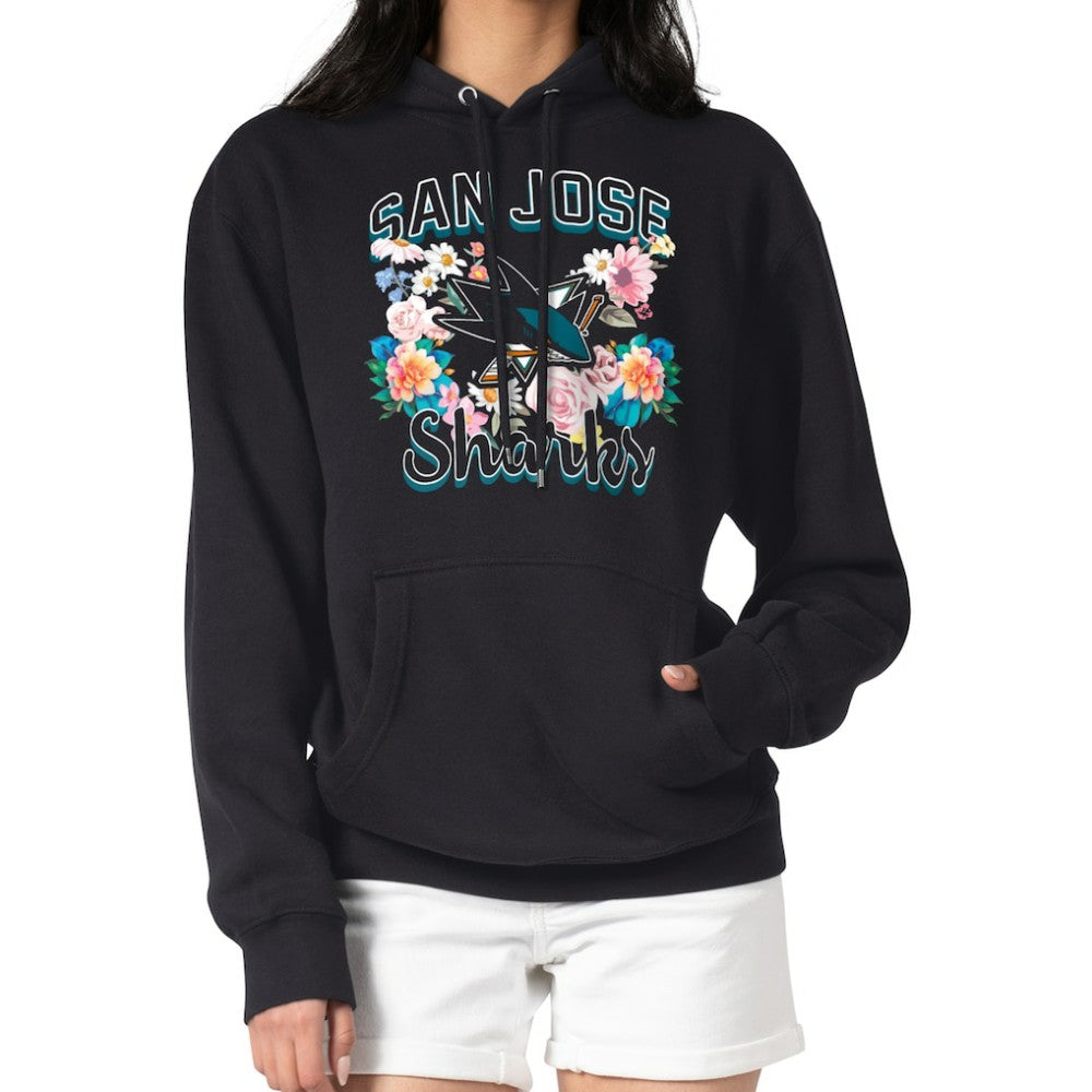 NHL San Jose Sharks G-III 4Her by Carl Banks Women's Flower Logo Pullover Hoodie - Black