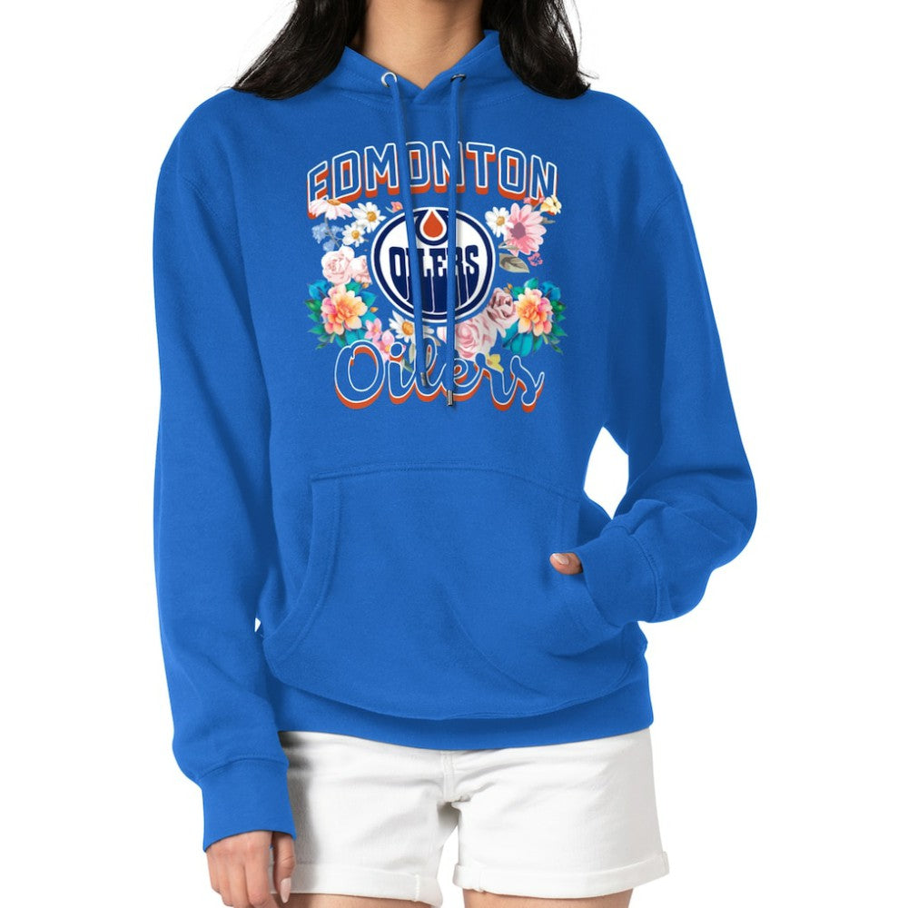 NHL Edmonton Oilers G-III 4Her by Carl Banks Women's Flower Logo Pullover Hoodie - Royal